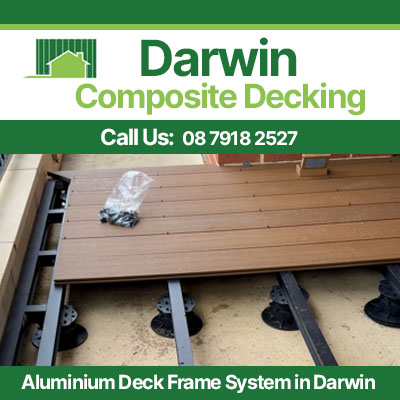 Aluminium deck frame system in Darwin with adjustable pedestals for composite decking