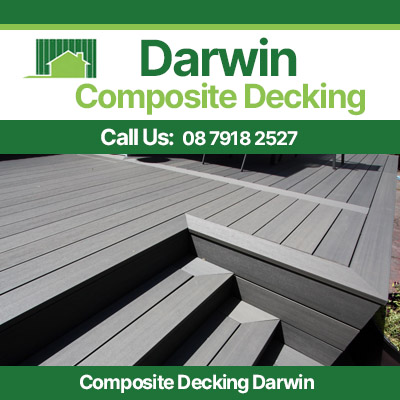 Grey composite decking installation in Darwin with modern geometric design pattern