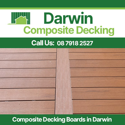 Composite decking boards in Darwin showing two-tone timber finish color options
