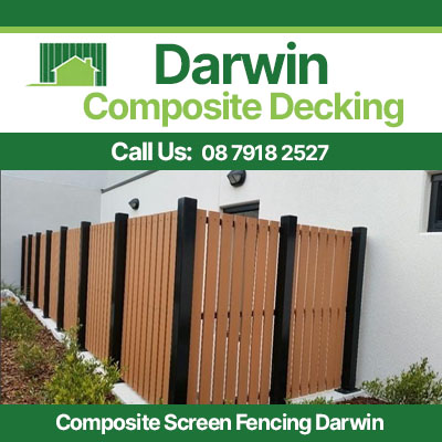 Composite screen fencing in Darwin with vertical timber-look slats for backyard privacy